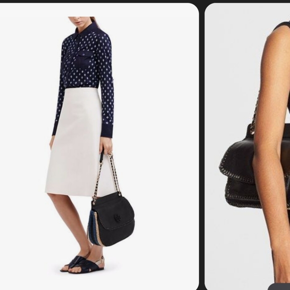 Tory Burch Small Marion Crochet Straw Saddlebag - Picture 2 of 16